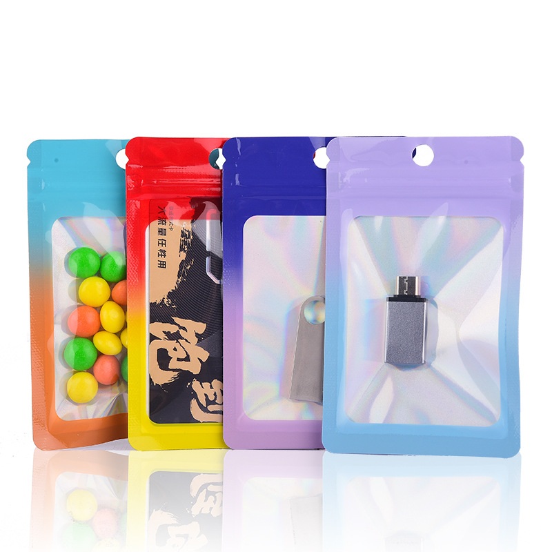 Food Storage In Mylar Bags - 1000 ชิ้นเลเซอร์สีไล่โทนสีถุง Ziplock พลาสติกอลูมิเนียมฟอยล์ Mylar กระเป๋า