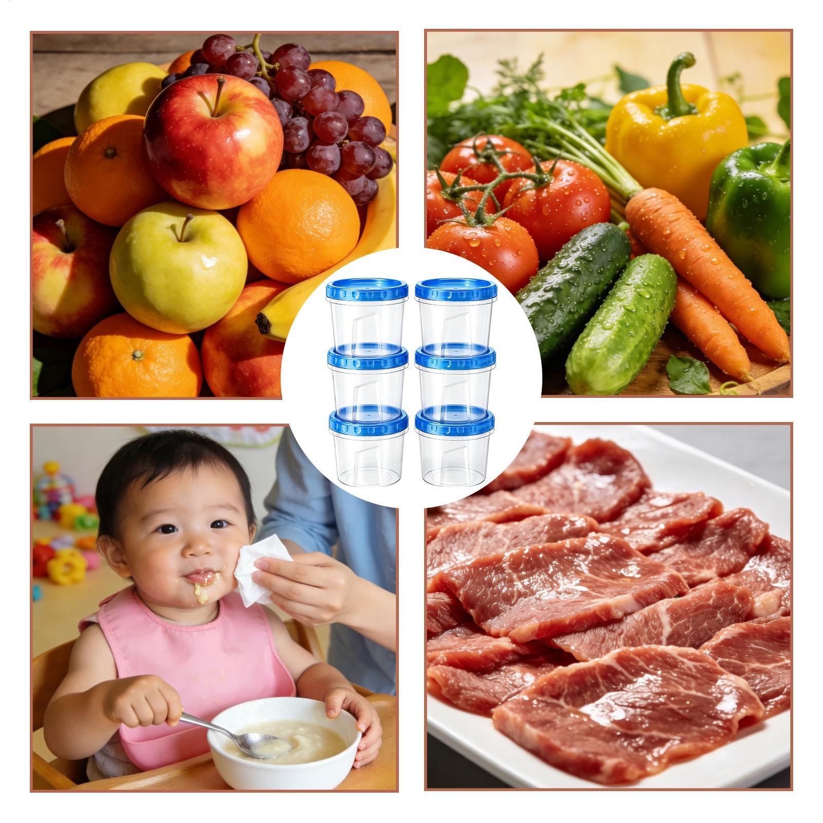 Food Storage Freezer - ภาชนะแช่แข็งสำหรับเก็บอาหาร 6 ชิ้น 16 ออนซ์ ภาชนะเก็บอาหารแช่แข็งแบบซ้อนกันได้