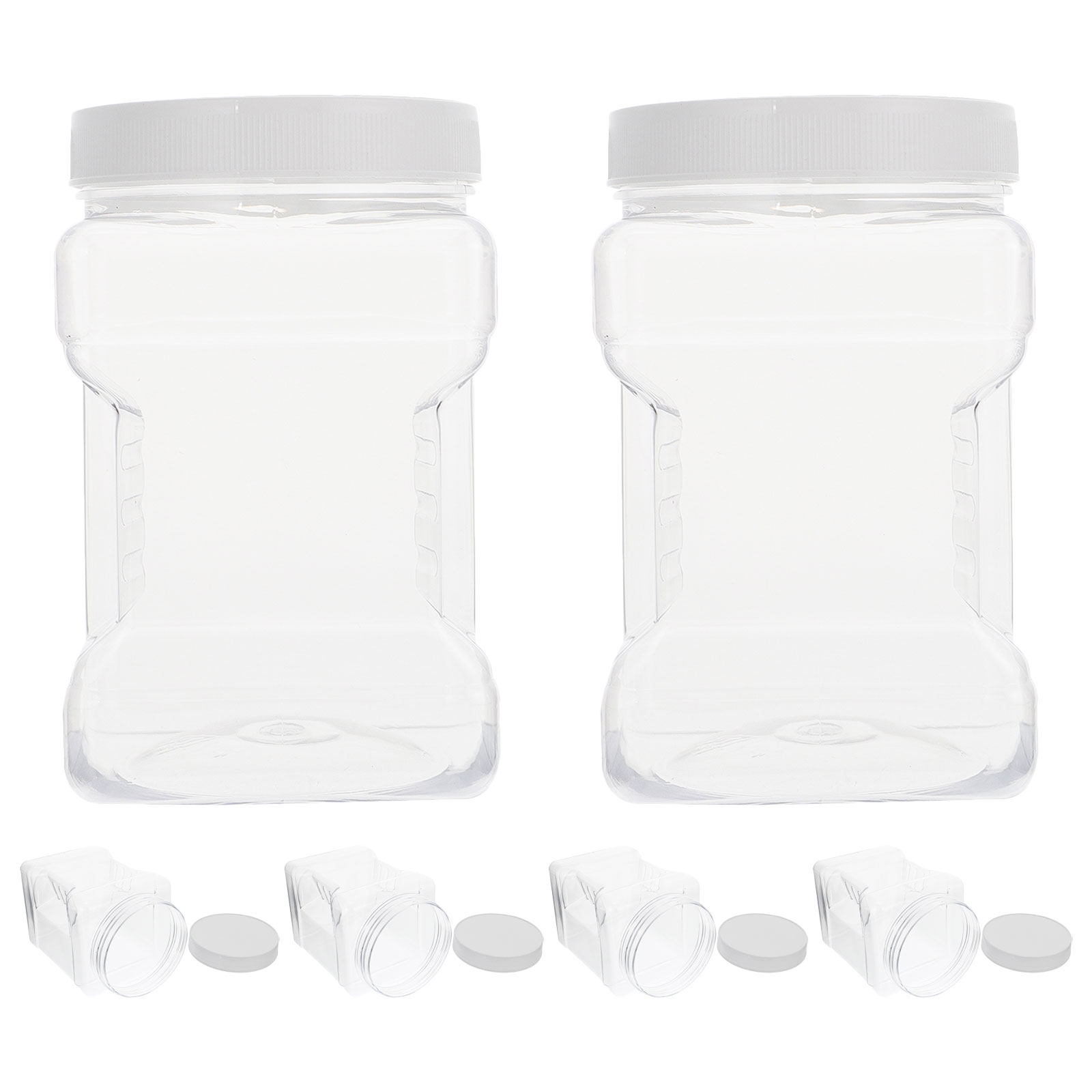 Food Storage Kitchen - กระปุกเก็บของพลาสติกใสทรงสี่เหลี่ยม 6 ชิ้น ฝาปิดแน่นสนิท ปากกว้าง ใช้ซ้ำได้