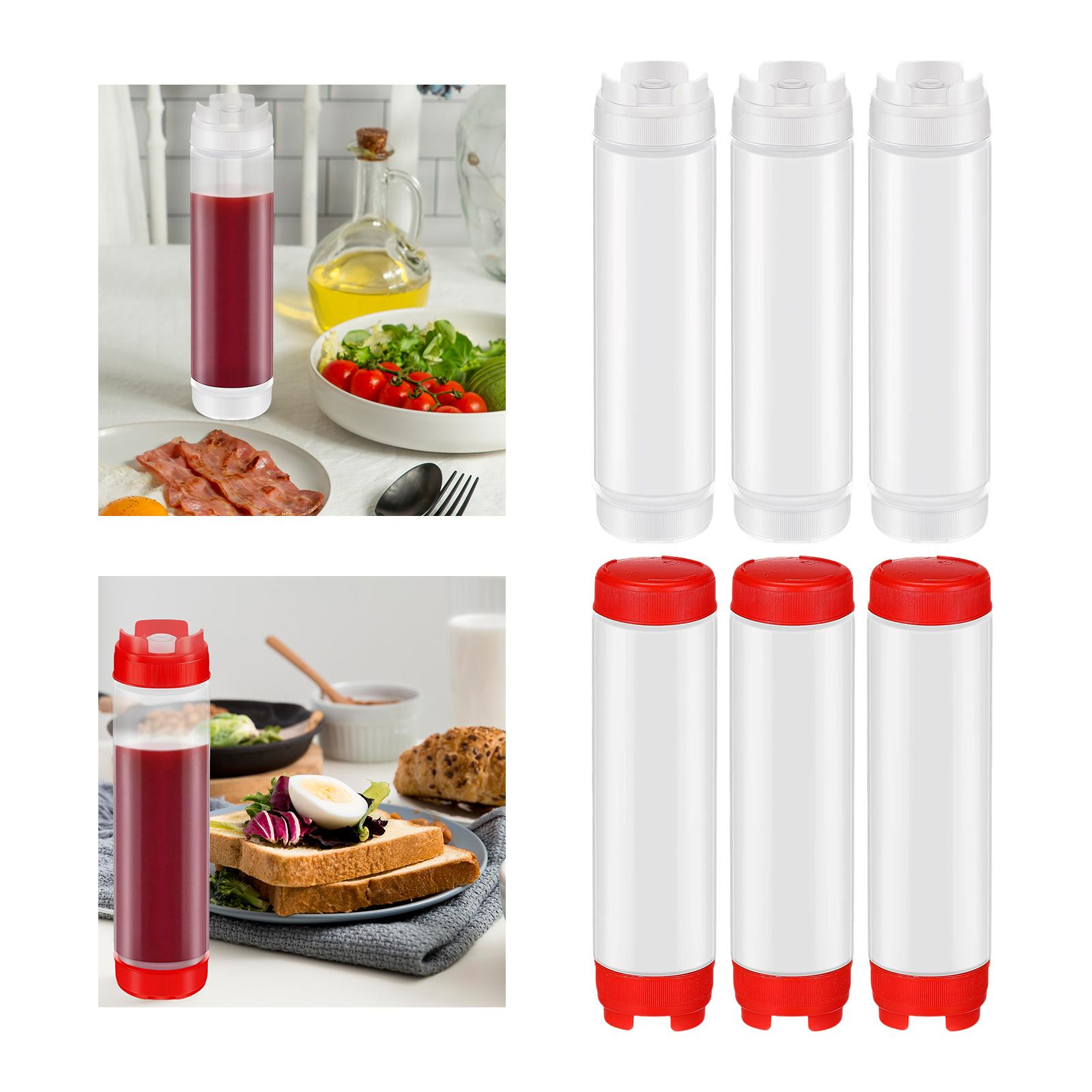 Condiment Squeeze Bottle - ขวดบีบซอส 3 ชิ้น ขวดเปล่าสำหรับบรรจุน้ำเชื่อม ซอสปรุงรส ขวดจ่ายซอสสำหรับเครื่องปรุงรส