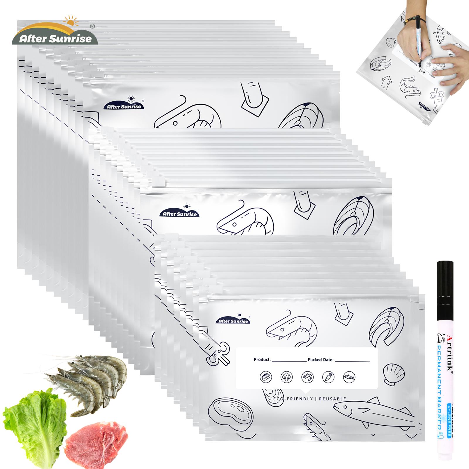 Food Storage Vacuum Bags - 【อาหารแช่เย็น】ถุงเก็บอาหารแบบปิดผนึกได้ทำจากอลูมิเนียมฟอยล์ที่นำกลับมาใช้ใหม่ได้, ถุงซิปสูญญากาศแบบปิดผนึกได้รุ่นใหม่ Aftersunrise 2026 สำหรับอาหาร, ถุงฟอยล์แบบตั้งได้พร้อมฉลากและซิปล็อคสำหรับผัก