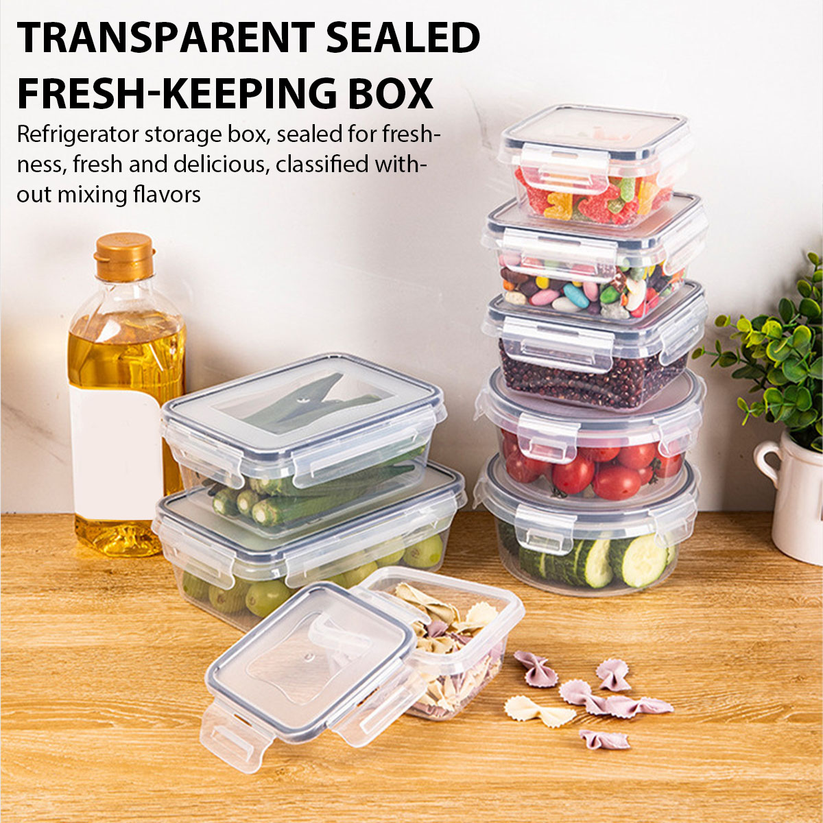 Food Storage Containers Plastic Box - ชุดกล่องเก็บอาหาร 24 ชิ้น/ชุด กล่องเก็บอาหารสำหรับครัว กล่องจัดระเบียบผลไม้ ผัก