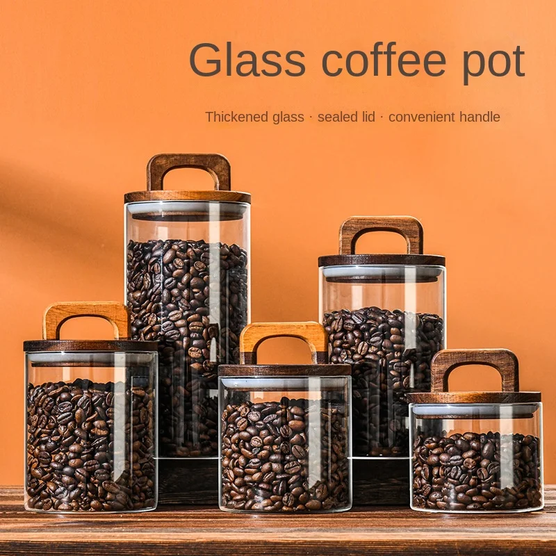 Glass Food Storage Xl - 700-2100ml ไม้ฝาปิดแก้ว Jar 1 PC Airtight