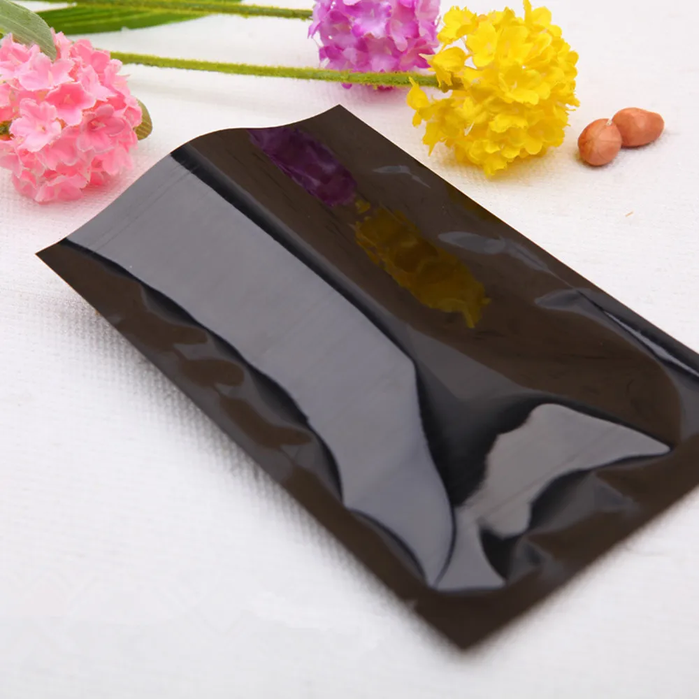 Food Storage In Mylar Bags - ดีเอชแอ800ชิ้น/ล็อต10*15เซนติเมตรความร้อนปิดผนึกMylarฟอยล์เมล็ดกาแฟเก็บอาหารถุงสูญญากาศเปิดด้านบนสีดําแบนอลูมิเนียมฟอยล์ถุง
