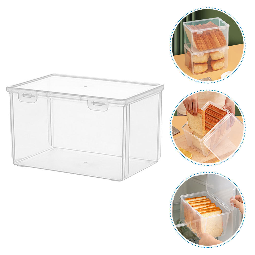 Food Storage Containers Plastic Box - กล่องเก็บขนมปังพลาสติกเกรดอาหาร โปร่งใส ช่วยรักษาความสด กล่องจัดระเบียบในครัว ที่เก็บขนมปังสำหรับเบเกอรี่ ใช้ในตู้เย็น