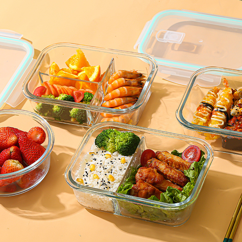 Food Storage Glass - กล่องแก้วเก็บอาหารสด ทนความร้อนสูง ทำจากแก้วบอโรซิลิเกต ใช้กับไมโครเวฟ ตู้เย็นได้ พร้อมฝาปิดสนิท