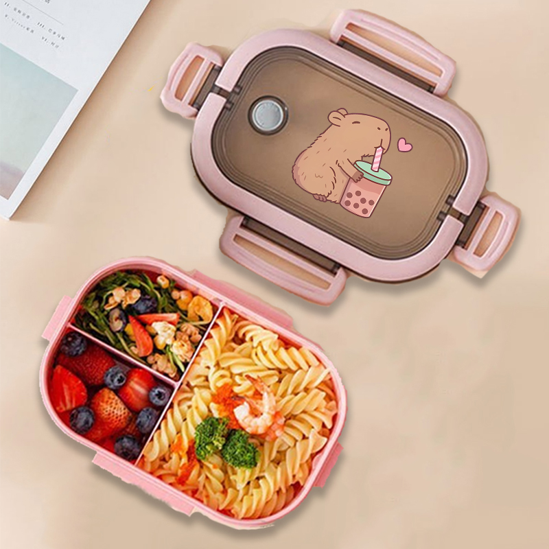 Food Storage Kitchen - กล่องข้าวกลางวันลายคาปิบาร่า ลายการ์ตูนอนิเมะ กล่องเก็บอาหารสำหรับเด็ก กล่องอาหารกลางวันสำหรับเด็กนักเรียน ปิกนิก กล่องอาหารกลางวันสำหรับเด็กชายและเด็กหญิง