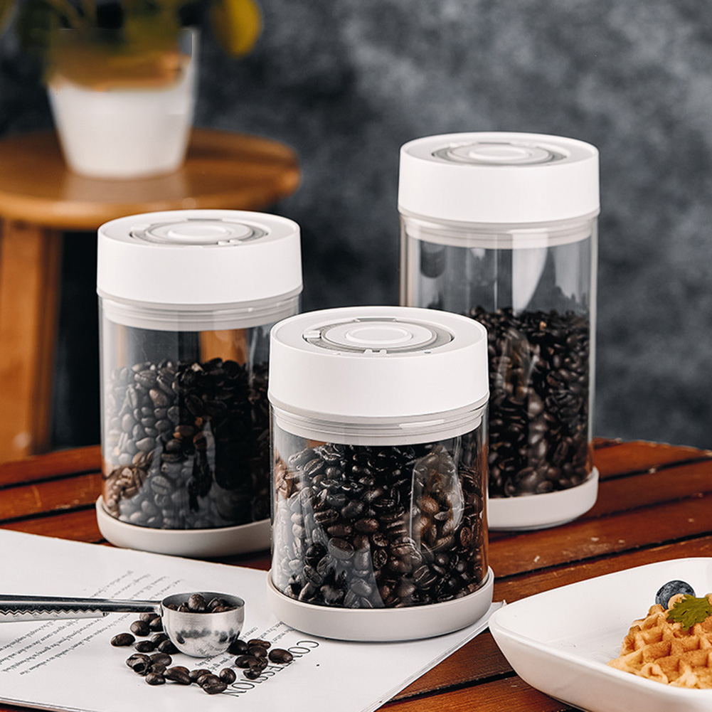 Food Storage Glass - โถแก้วเก็บเมล็ดกาแฟแบบกันความชื้นในครัว โถสูญญากาศอัตโนมัติอัจฉริยะ โถปิดผนึกอาหาร ผลไม้ ธัญพืช ชา