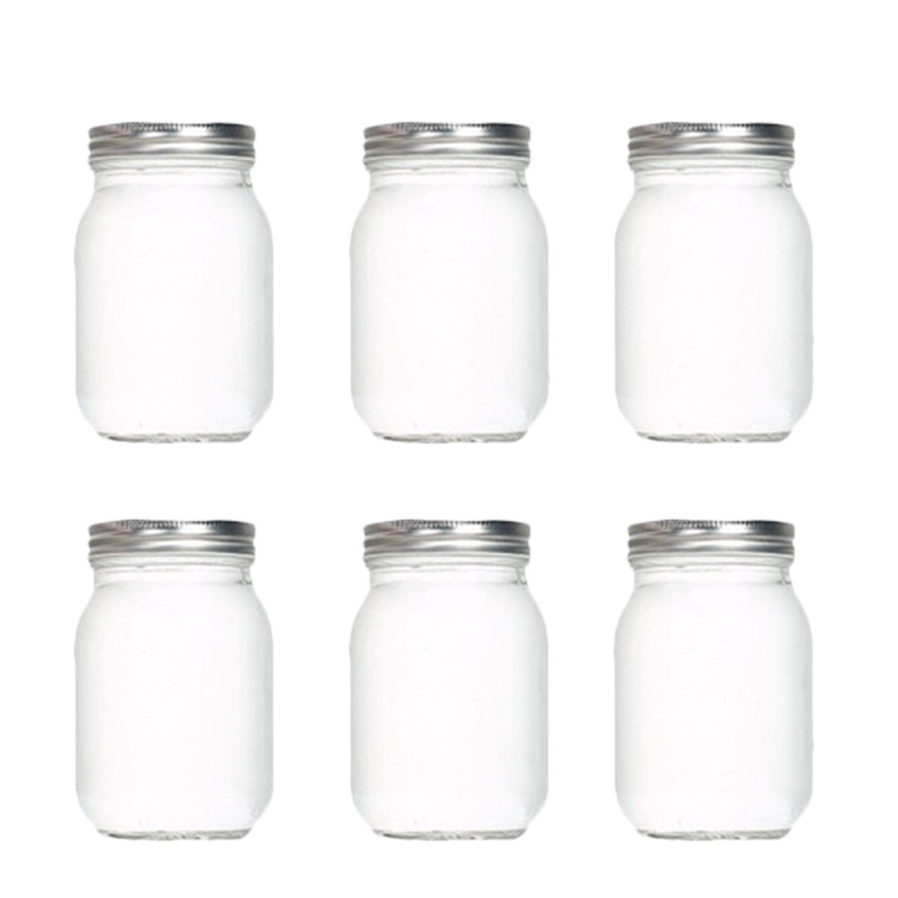 Food Storage Glass - ขวดแก้วใสทรงกลม 6 ชิ้น พร้อมฝาปิดสุญญากาศ สำหรับเก็บอาหาร กาแฟ