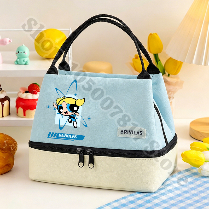 Food Storage Zip Bags - กระเป๋าเก็บอาหารลายการ์ตูนพาวเวอร์พัฟเกิร์ลส์น่ารัก พร้อมซิป กระเป๋าเก็บความร้อน กระเป๋าใส่ของ กระเป๋าถือลำลอง ของขวัญ