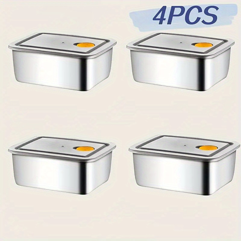 Food Storage Freezer - ชุดกล่องเก็บอาหารสแตนเลส 4 ชิ้น - หนา ป้องกันการรั่วซึม