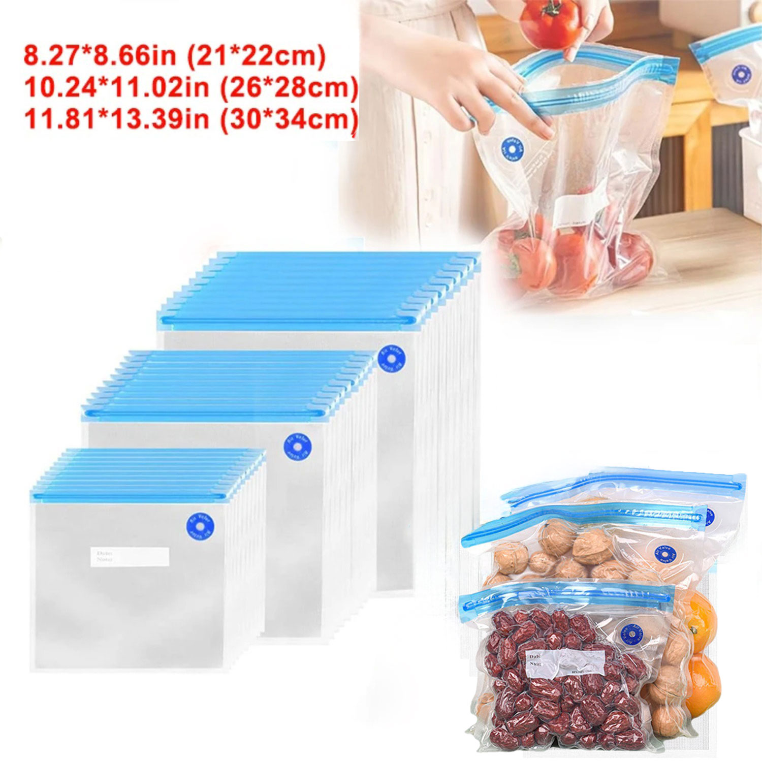 Food Storage Vacuum Bags - ถุงซูวีดแบบใช้ซ้ำได้ ถุงซีลสูญญากาศสำหรับเก็บอาหาร ใช้สำหรับการปรุงอาหาร/เก็บอาหาร/อุ่นอาหารในไมโครเวฟ