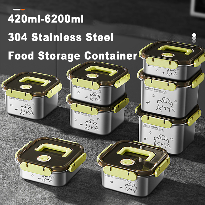Food Storage Oven Safe - COOKER KING 420ml-6200ml ภาชนะเก็บอาหารสแตนเลสความจุขนาดใหญ่, ตู้เย็น/เตาอบปลอดภัย, กล่องอาหารกลางวันสําหรับการเดินทาง,