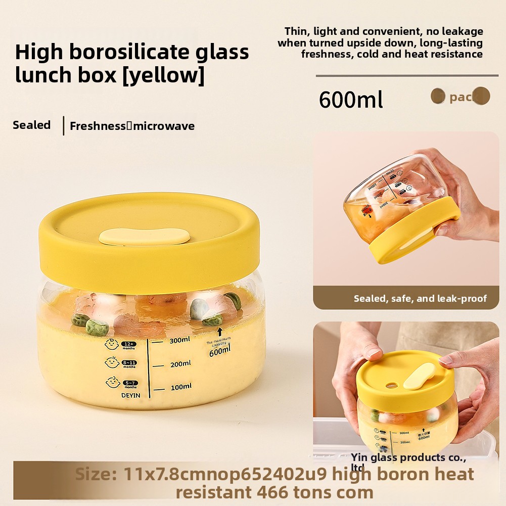 Food Storage Glass - ภาชนะเก็บอาหารแก้ว Airtight Leakproof ชามอาหารกล่องอาหารกลางวัน Bento เตาอบไมโครเวฟเครื่องล้างจานปลอดภัยบรรจุอาหารกลางวัน