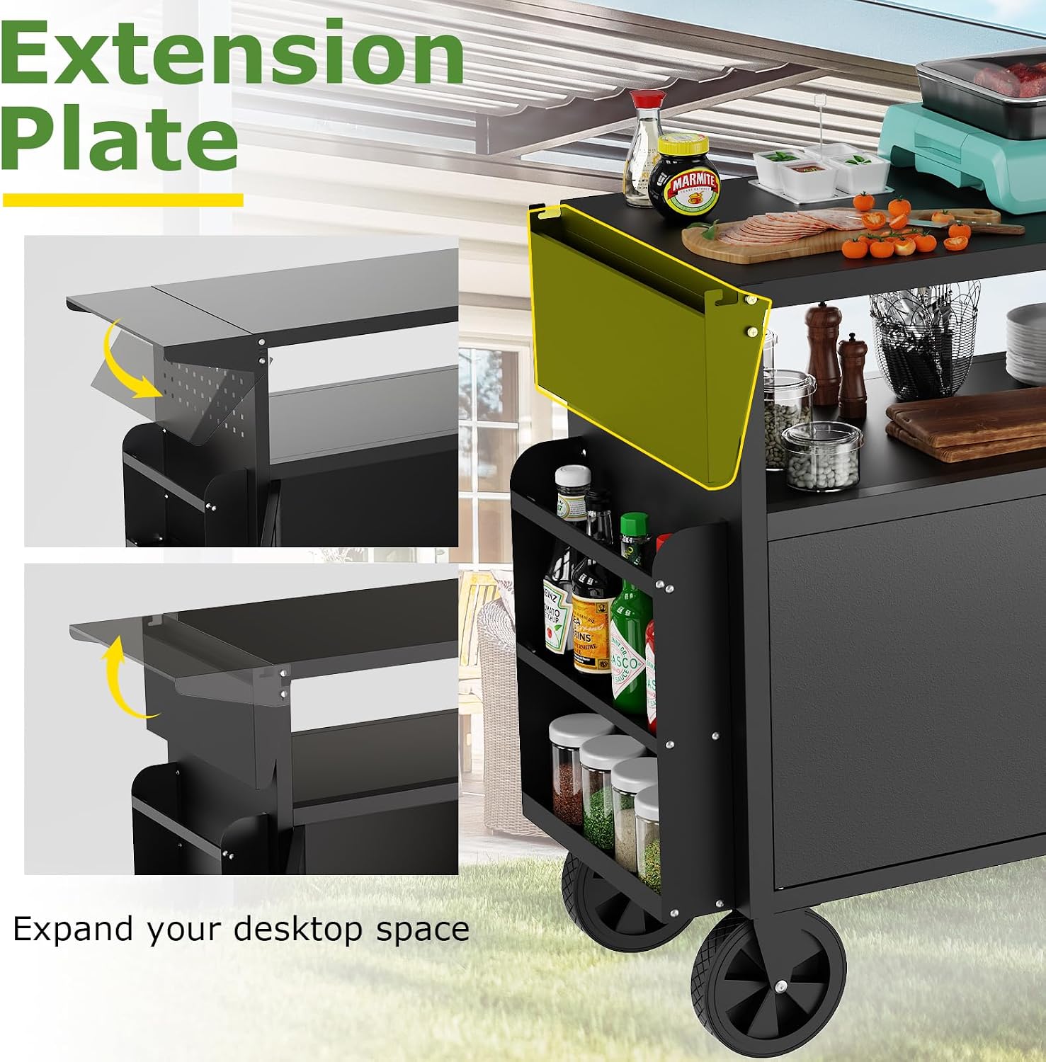 รถเข็นปิ้งย่างกลางแจ้งพร้อมโต๊ - Food Storage Kitchen บทวิจารณ์และราคา