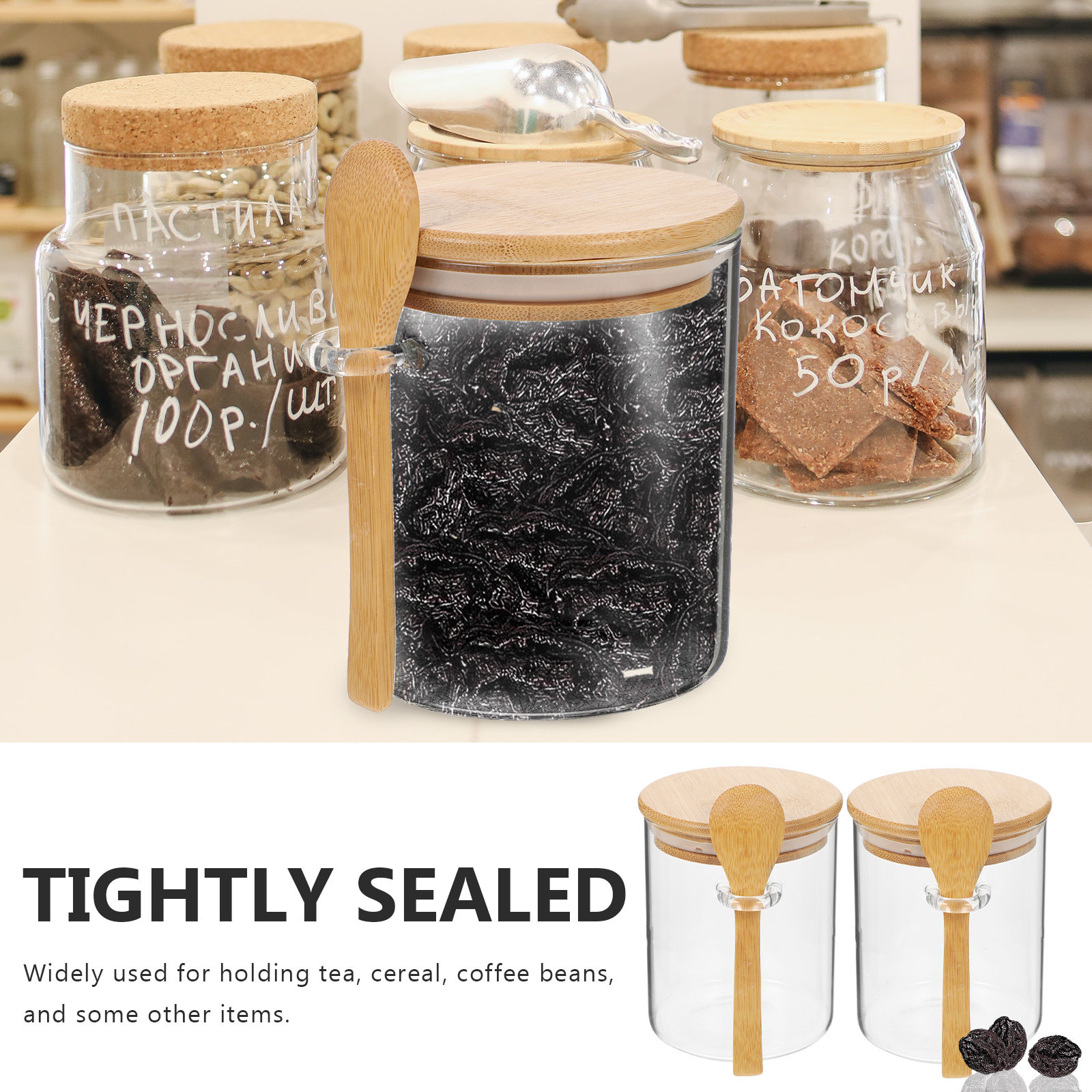 2 ชิ้น ภาชนะเก็บแป้งน้ำตาล โถใ - Food Storage Glass บทวิจารณ์และราคา