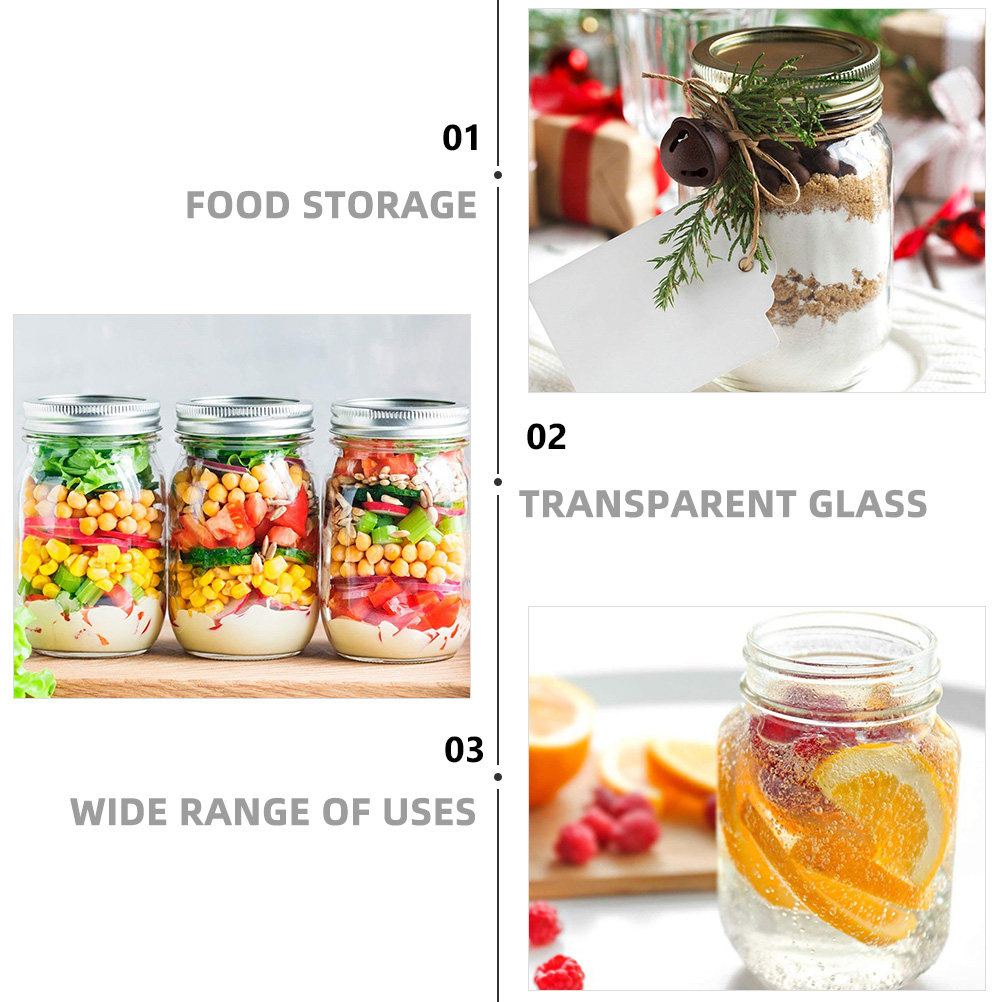 ขวดแก้วใสทรงกลม 6 ชิ้น พร้อมฝา - Food Storage Glass บทวิจารณ์และราคา