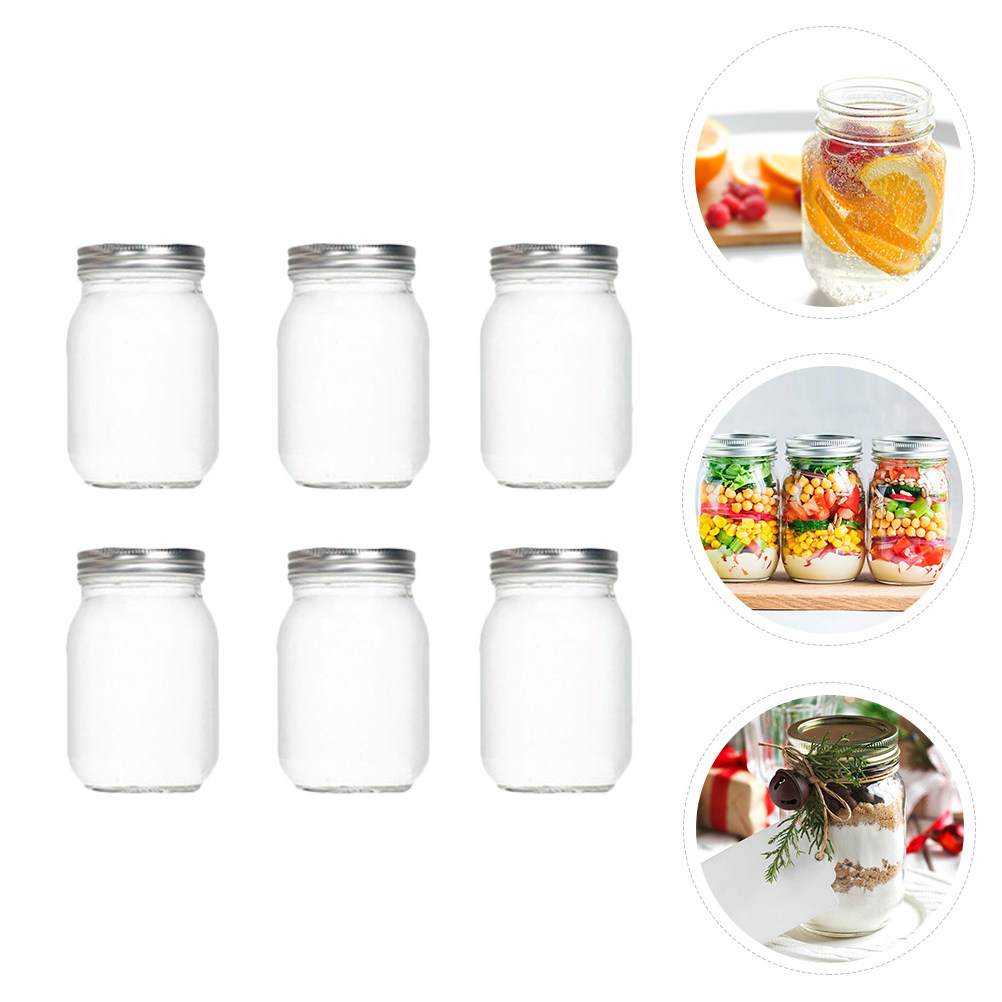 ขวดแก้วใสทรงกลม 6 ชิ้น พร้อมฝา - Food Storage Glass บทวิจารณ์และราคา