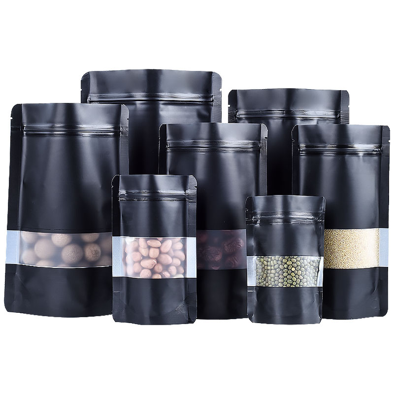 100PCS Stand-up Matte สีดําอลู - Food Storage Zip Bags บทวิจารณ์และราคา