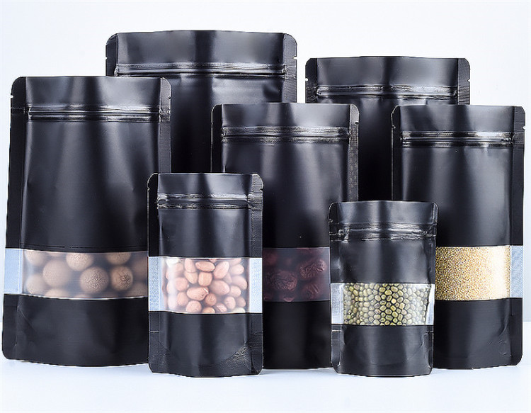 100PCS Stand-up Matte สีดําอลู - Food Storage Zip Bags บทวิจารณ์และราคา