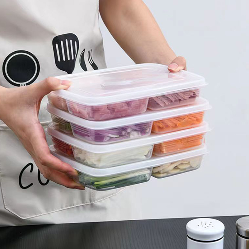 ใหม่【กล่องเก็บของพลาสติก 4 ช่อ - Food Storage Freezer บทวิจารณ์และราคา