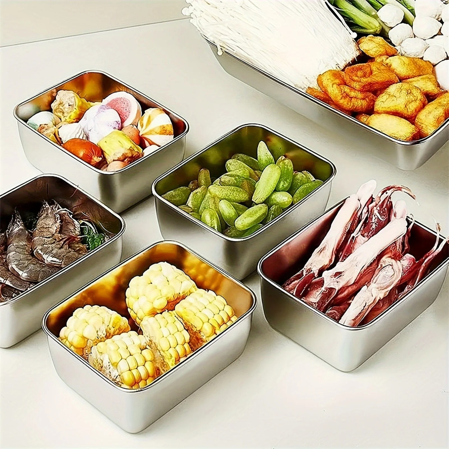 1/3/5pcs สแตนเลสกล่องเก็บอาหาร - Food Storage Oven Safe บทวิจารณ์และราคา
