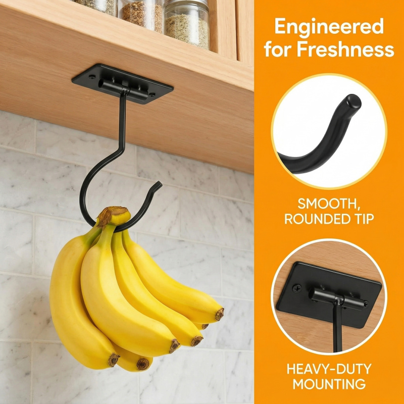 ตะขอแขวนกล้วยแบบติดผนังโลหะสีด - Food Storage Kitchen บทวิจารณ์และราคา