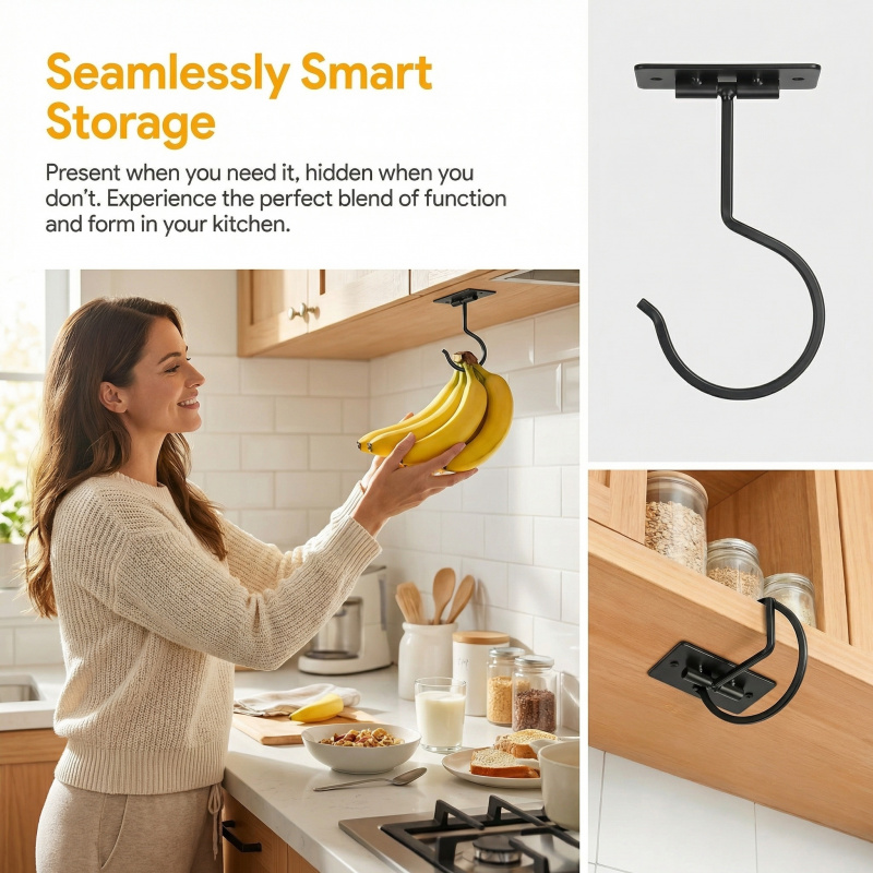 ตะขอแขวนกล้วยแบบติดผนังโลหะสีด - Food Storage Kitchen บทวิจารณ์และราคา